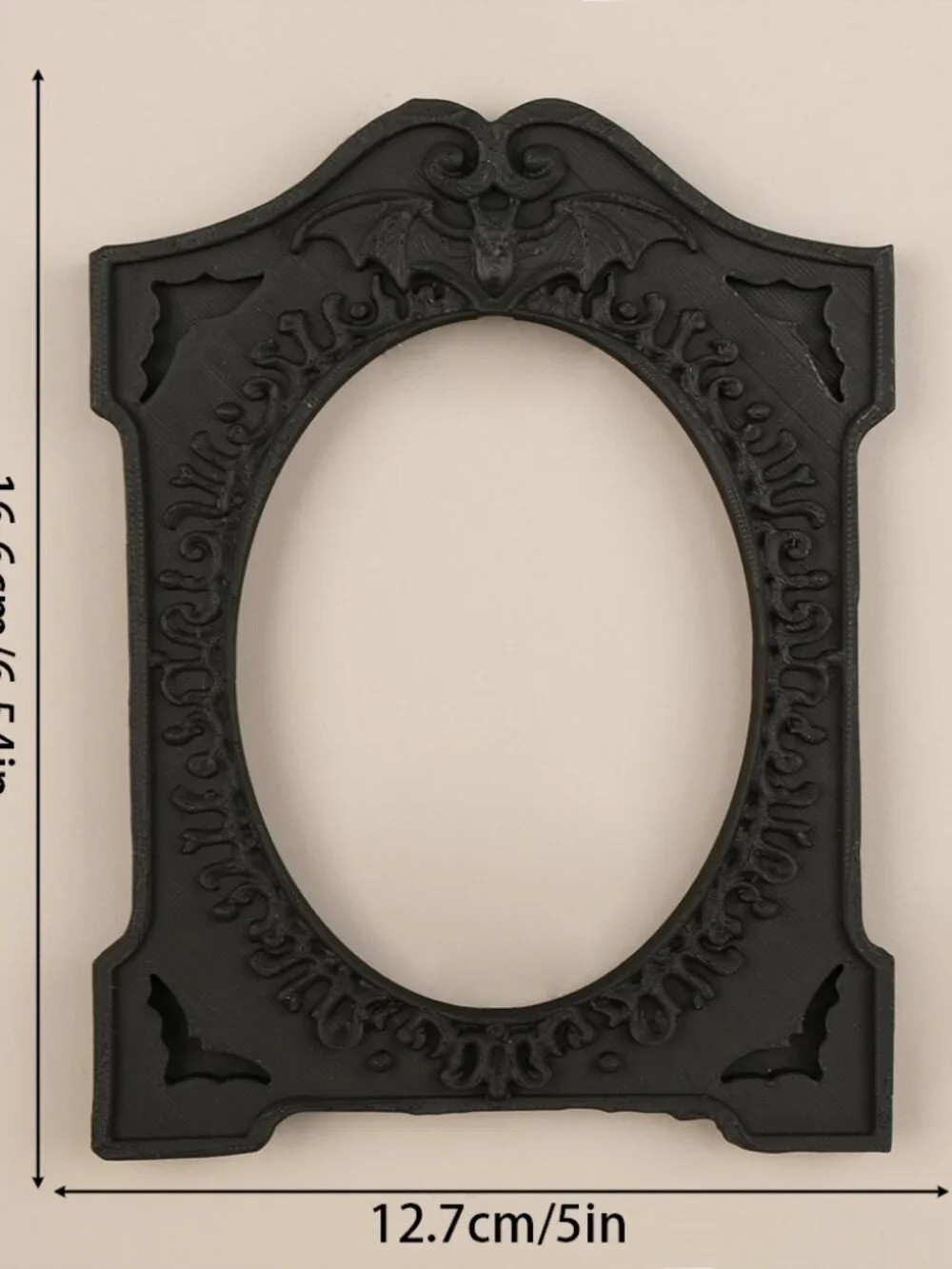 Matte Black Baroque Bat Oval Gothic Wall Frame Witch Altar Display Frame